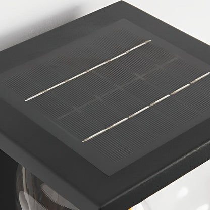 Wasserdichte LED-Glas-Wandleuchten für den Außenbereich, schwarz, moderne Solar-Wandleuchten mit Fernbedienung