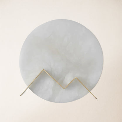 Alabaster-Wandleuchte mit Buchstaben „M“ und 20 cm Durchmesser