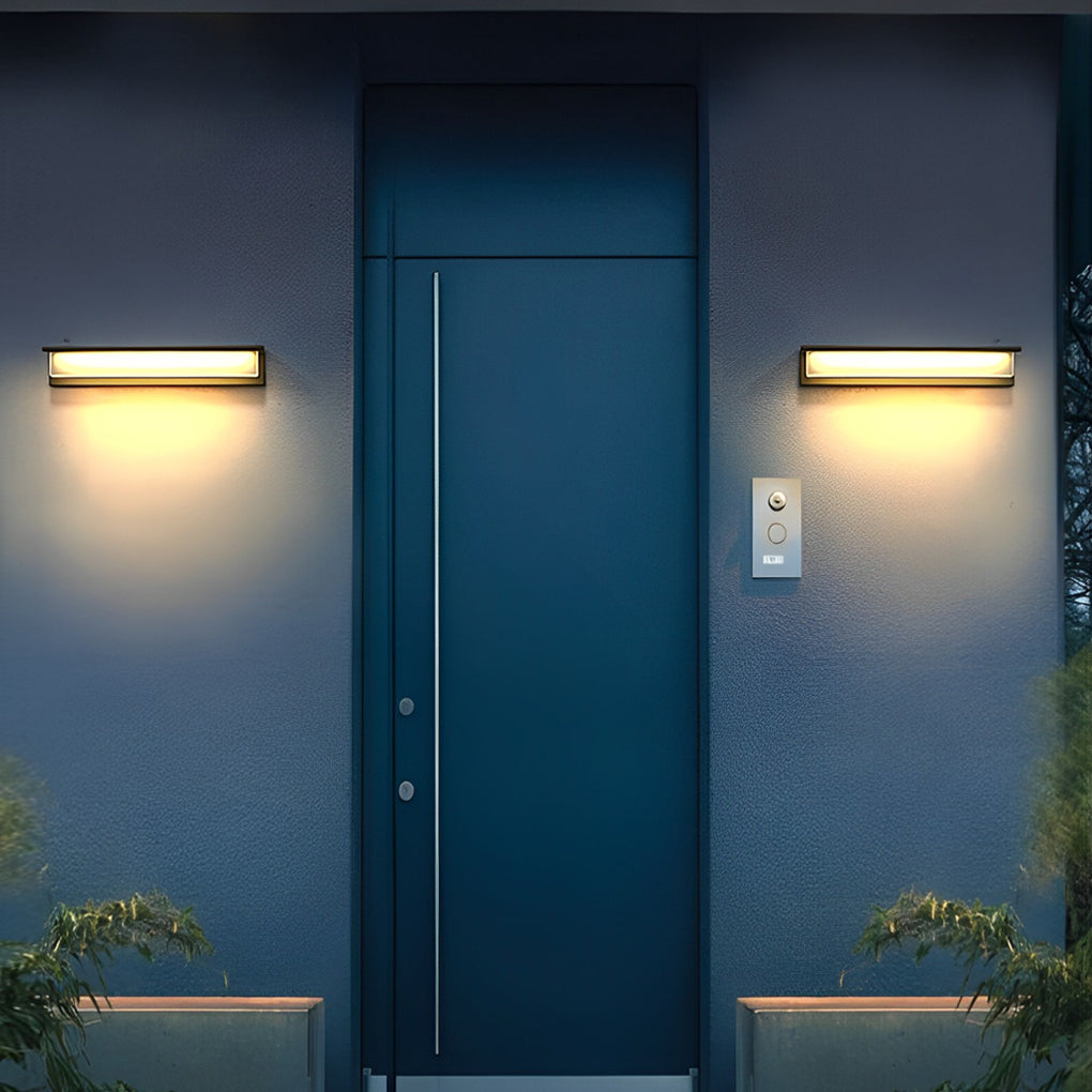 Minimalistische rechteckige wasserdichte LED-moderne Solar-Wandleuchte Außenleuchten