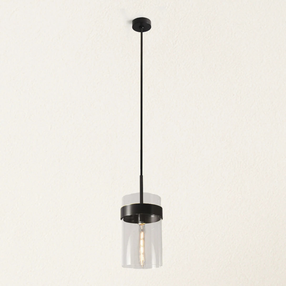Armature Round Glass Pendant 8"D#Finish_Black
