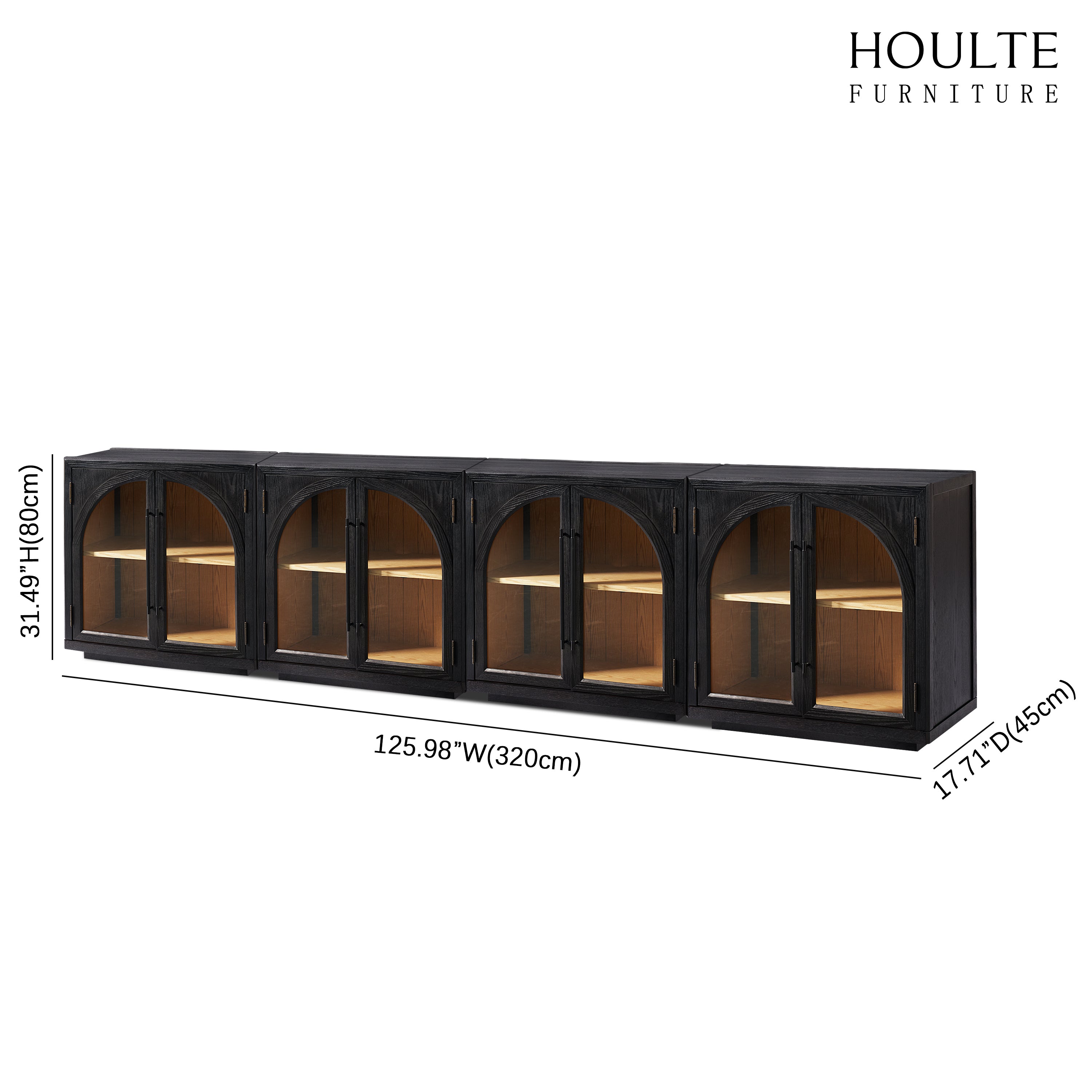 Alvar gewölbte 126″ Medienkonsole aus Eiche (4er-Set)