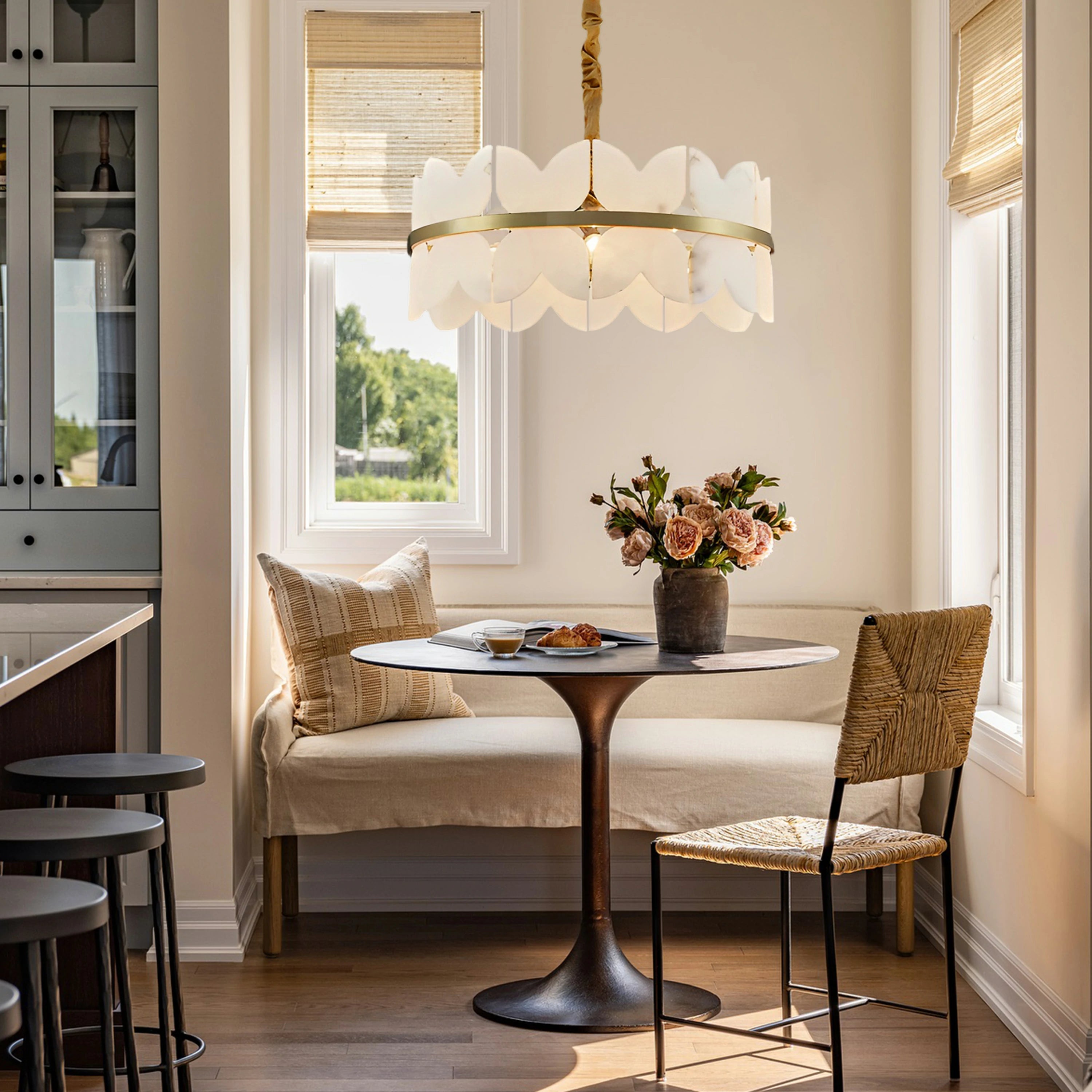 Cloudscape Alabaster Brass 1-Layer Chandelier 32"D