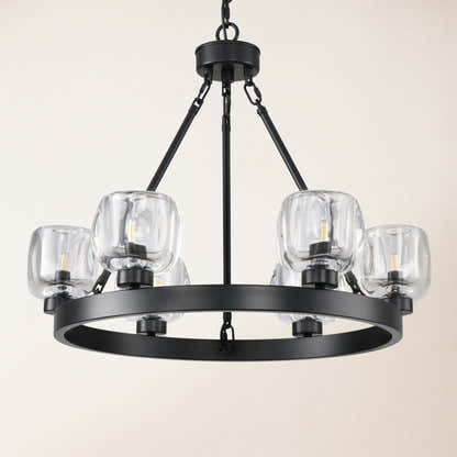 Vellum Round Chandelier 24"D#Finish_Black