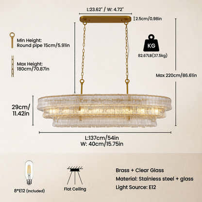 Ondalia Tiered Glass Oval Chandelier 54"W