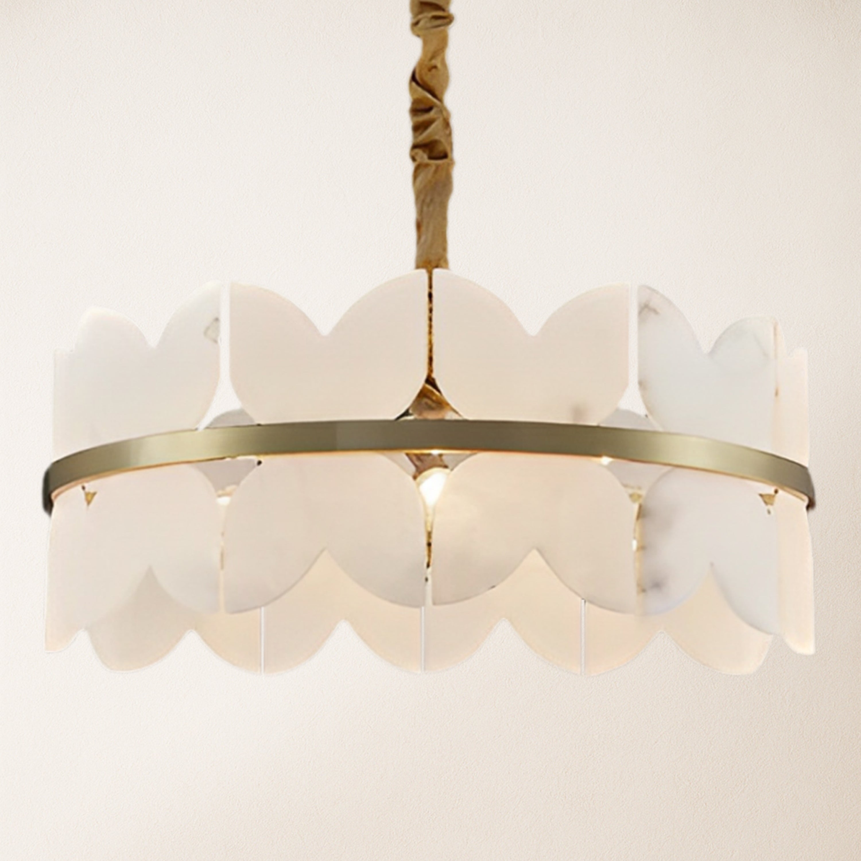 Cloudscape Alabaster Brass 1-Layer Chandelier 12"D