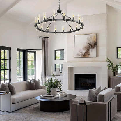 Cylora Glass Tube Round Chain Chandelier 60"D