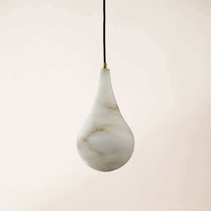 Ares Alabaster Water-Drop Pendant 4"D