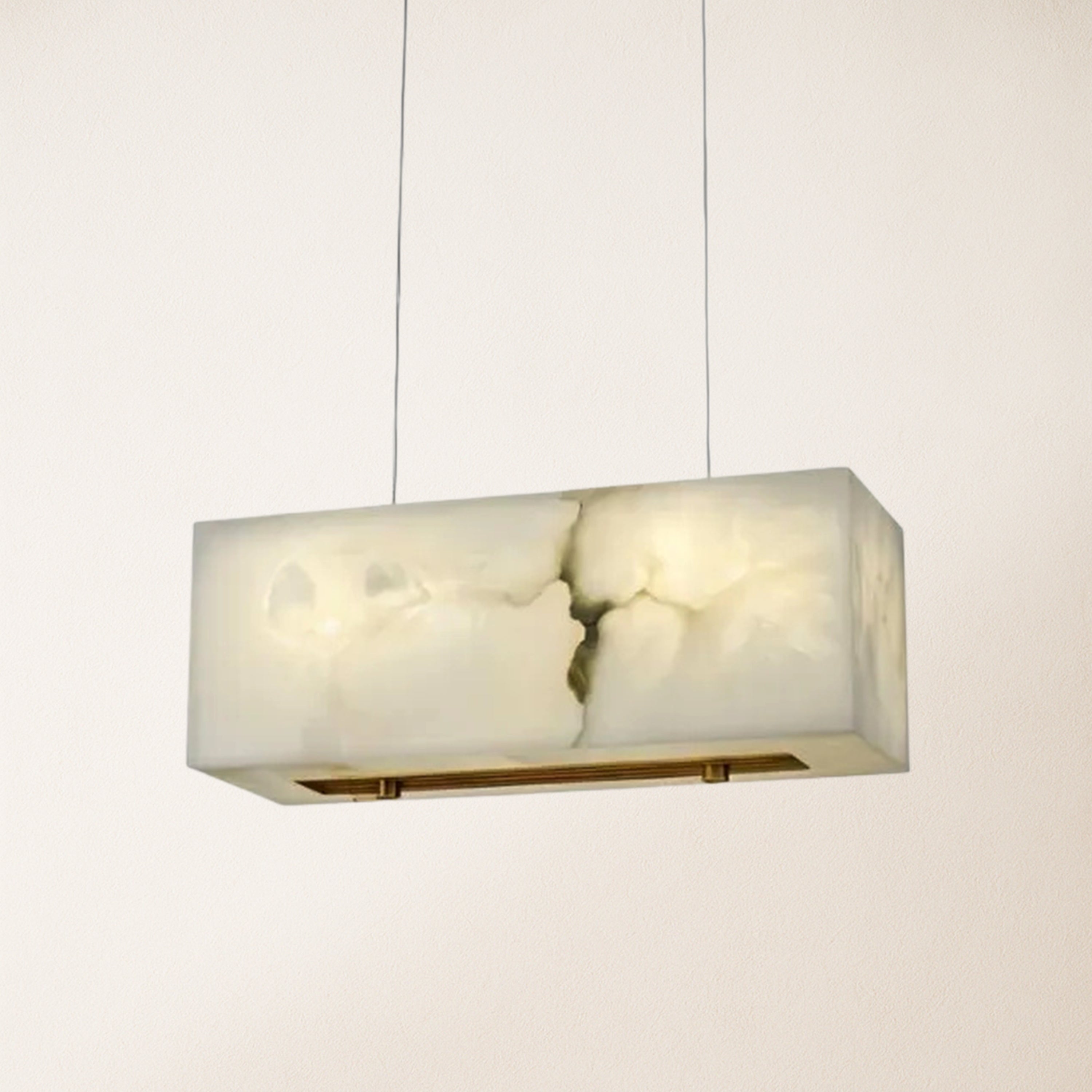 Dave Alabaster Quaderförmiger Kronleuchter für das Esszimmer, 45,7 cm breit