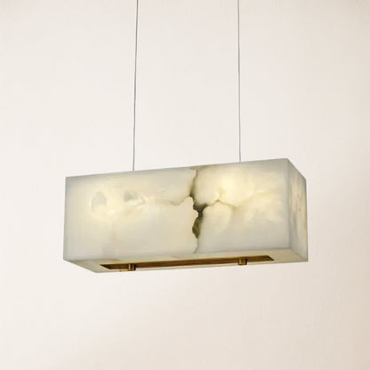 Dave Alabaster Quaderförmiger Kronleuchter für das Esszimmer, 45,7 cm breit