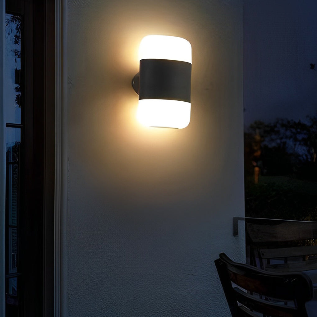 Rundes Up- und Down-Licht, wasserdichte, schwarze, moderne LED-Außenwandleuchte