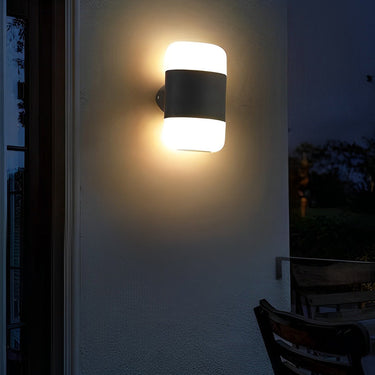 Rundes Up- und Down-Licht, wasserdichte, schwarze, moderne LED-Außenwandleuchte
