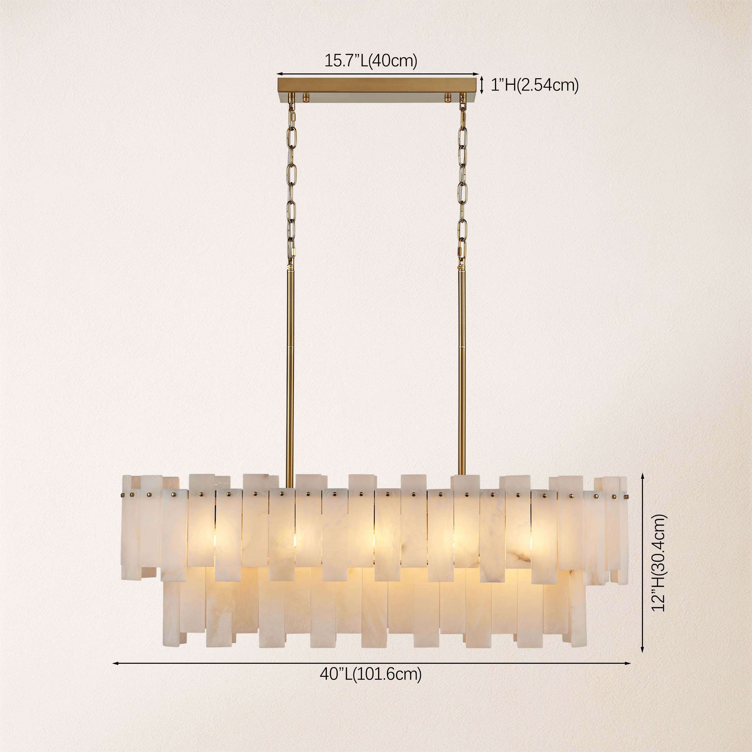 Nivislight Alabaster 2-Tier Rectangular Chandelier 40"D