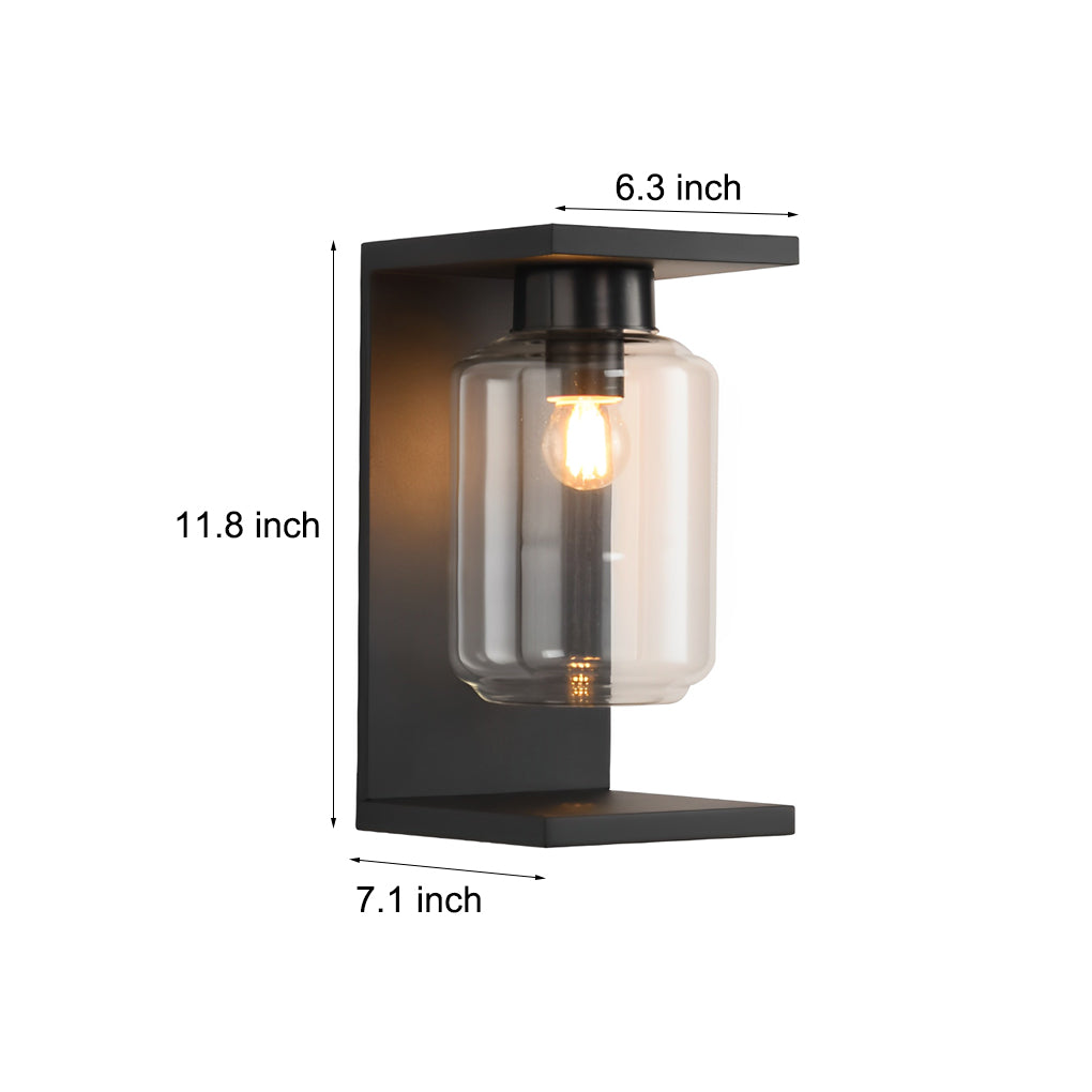 Wasserdichte LED-Glas-Wandleuchten für den Außenbereich, schwarz, moderne Solar-Wandleuchten mit Fernbedienung