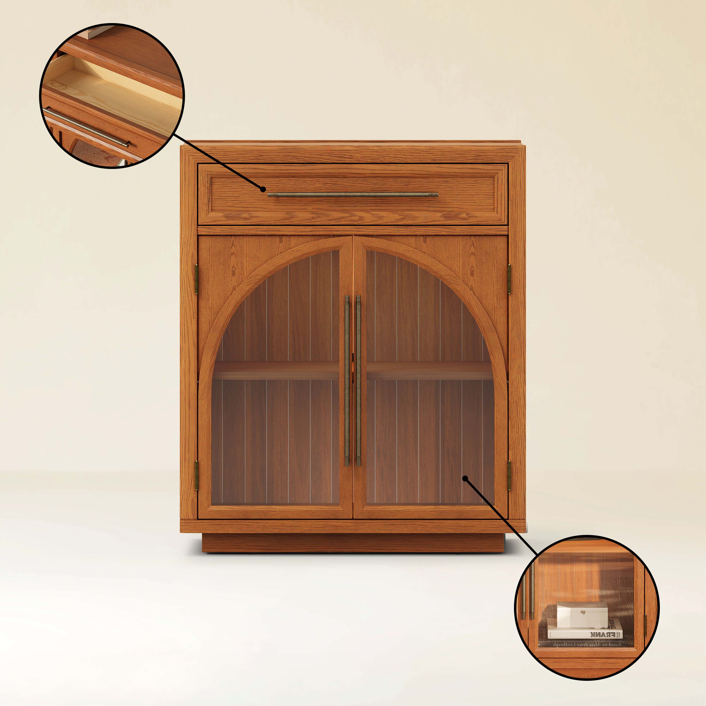 Alvar gewölbtes 96" Sideboard aus Eiche mit Schubladen (3er-Set)