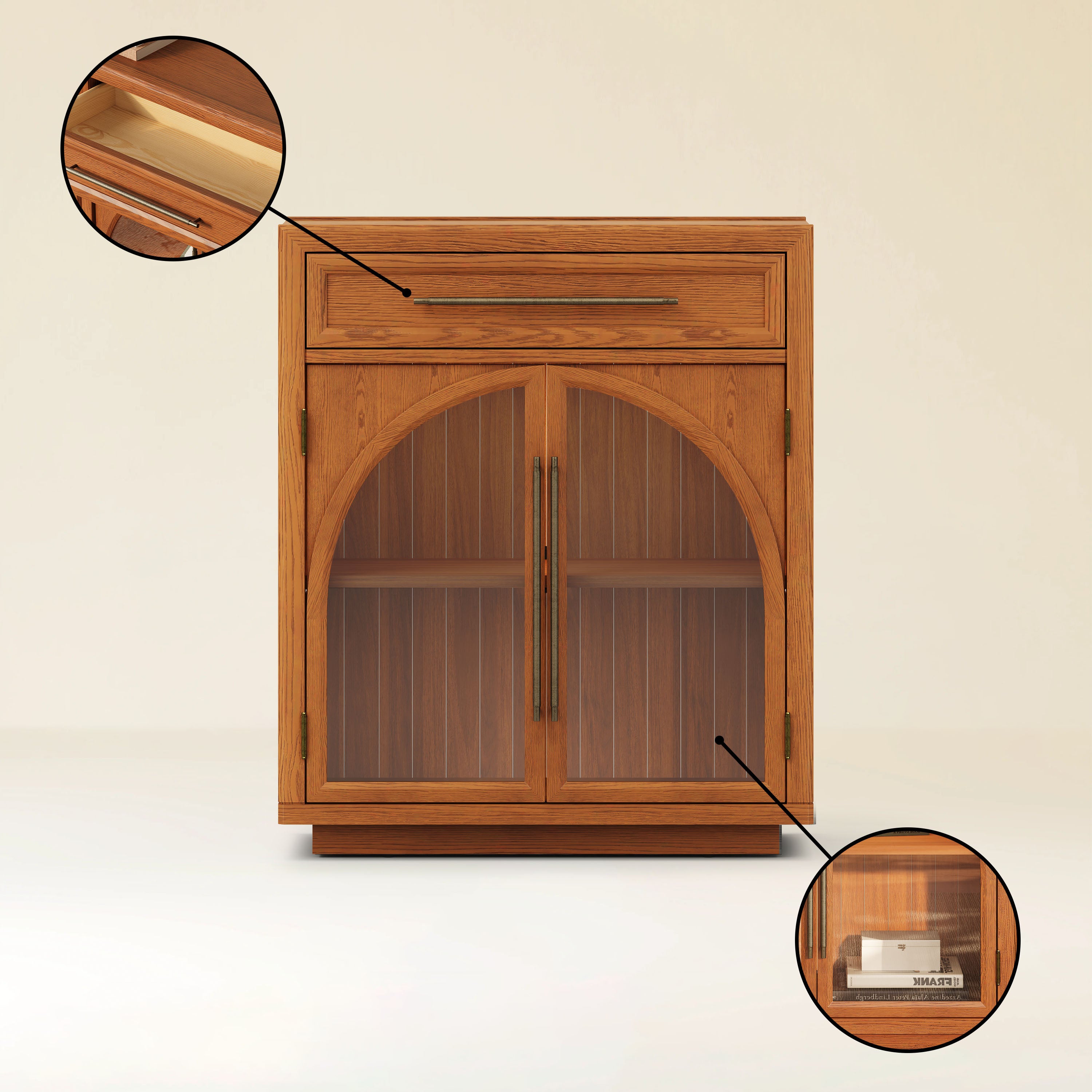 Alvar gewölbtes 96" Sideboard aus Eiche mit Schubladen (3er-Set)