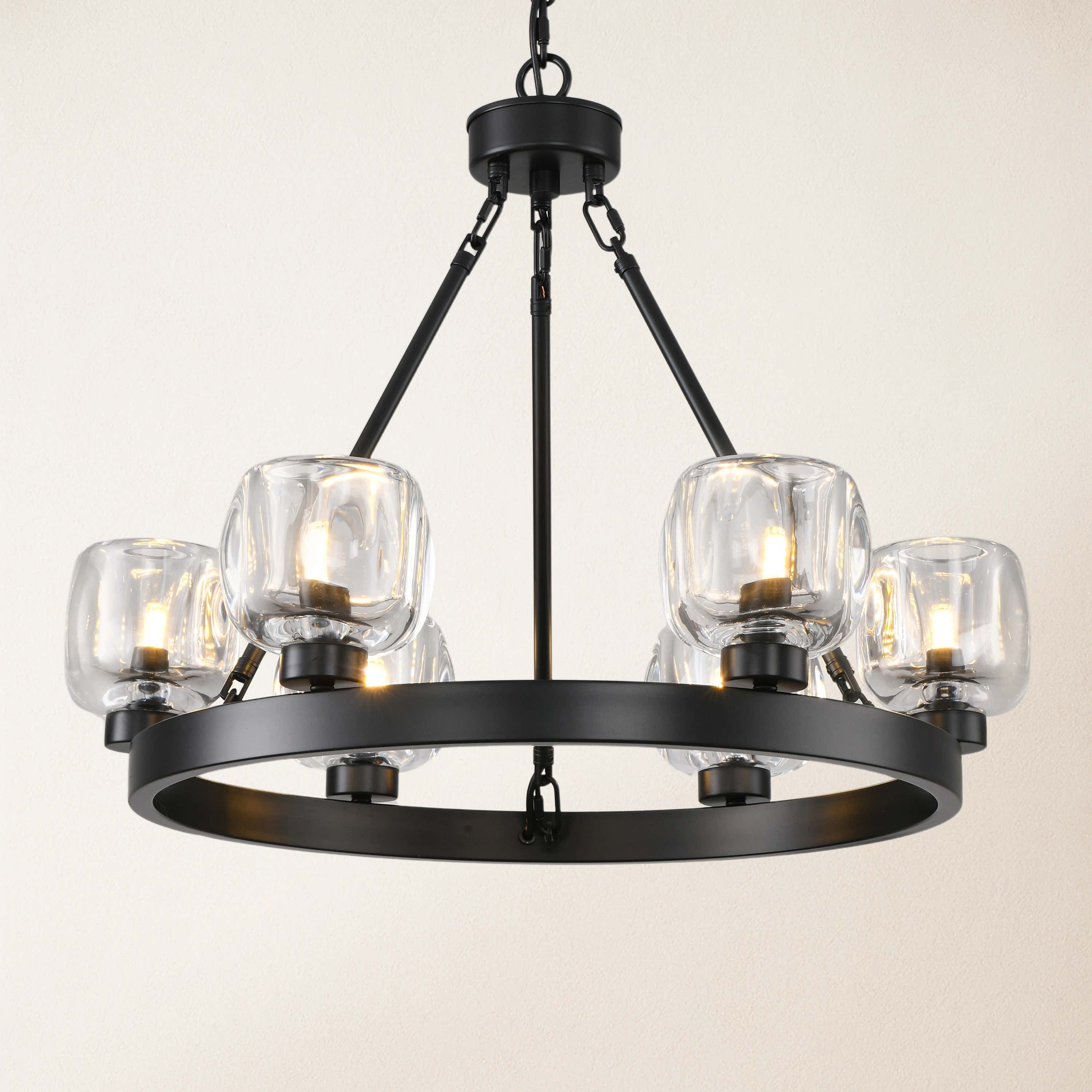 Vellum Round Chandelier 24"D#Finish_Black