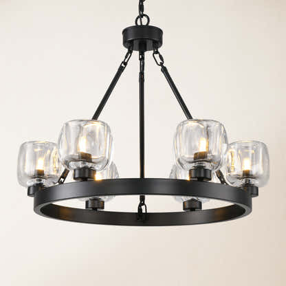 Vellum Round Chandelier 24"D#Finish_Black
