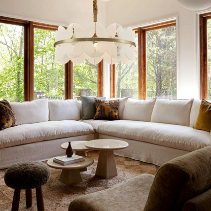 Cloudscape Alabaster Brass 1-Layer Chandelier 12"D