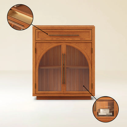Alvar Arched 32" Oak Storage Cabinet with Drawers