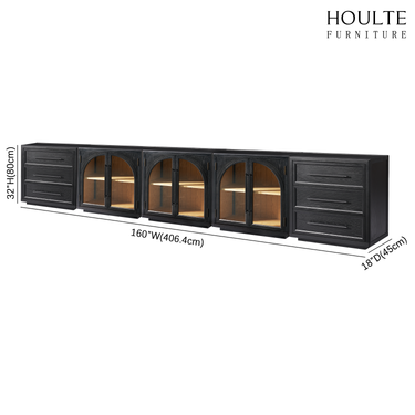 Alvar Arched 157,5″ Modulare Medienkonsole aus Eiche (5er-Set)