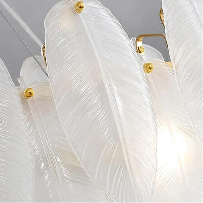 Avelis Glass Feather Round Chandelier 23.6"D