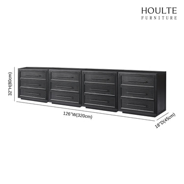 Alvar 126″ Oak 12-Drawer Chest(Set of 4)