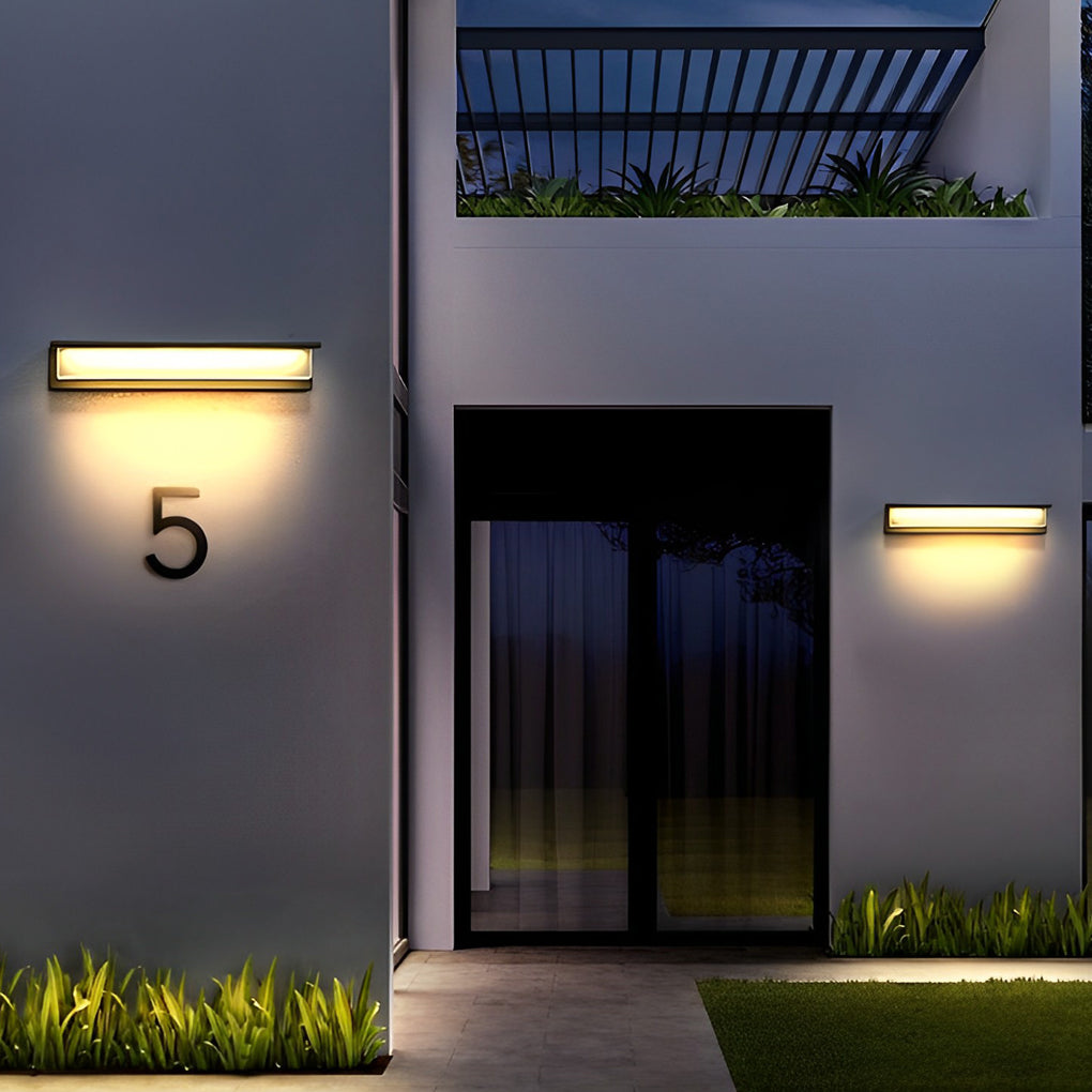 Minimalistische rechteckige wasserdichte LED-moderne Solar-Wandleuchte Außenleuchten