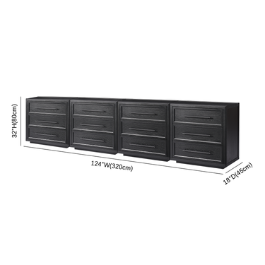 Alvar 128″ Eichenkommode mit 12 Schubladen (4er-Set)