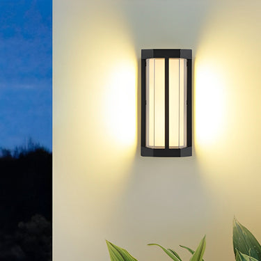 Wasserdichte LED-Wandleuchten mit doppeltem Acrylschirm in Schwarz, moderne Außenwandleuchten