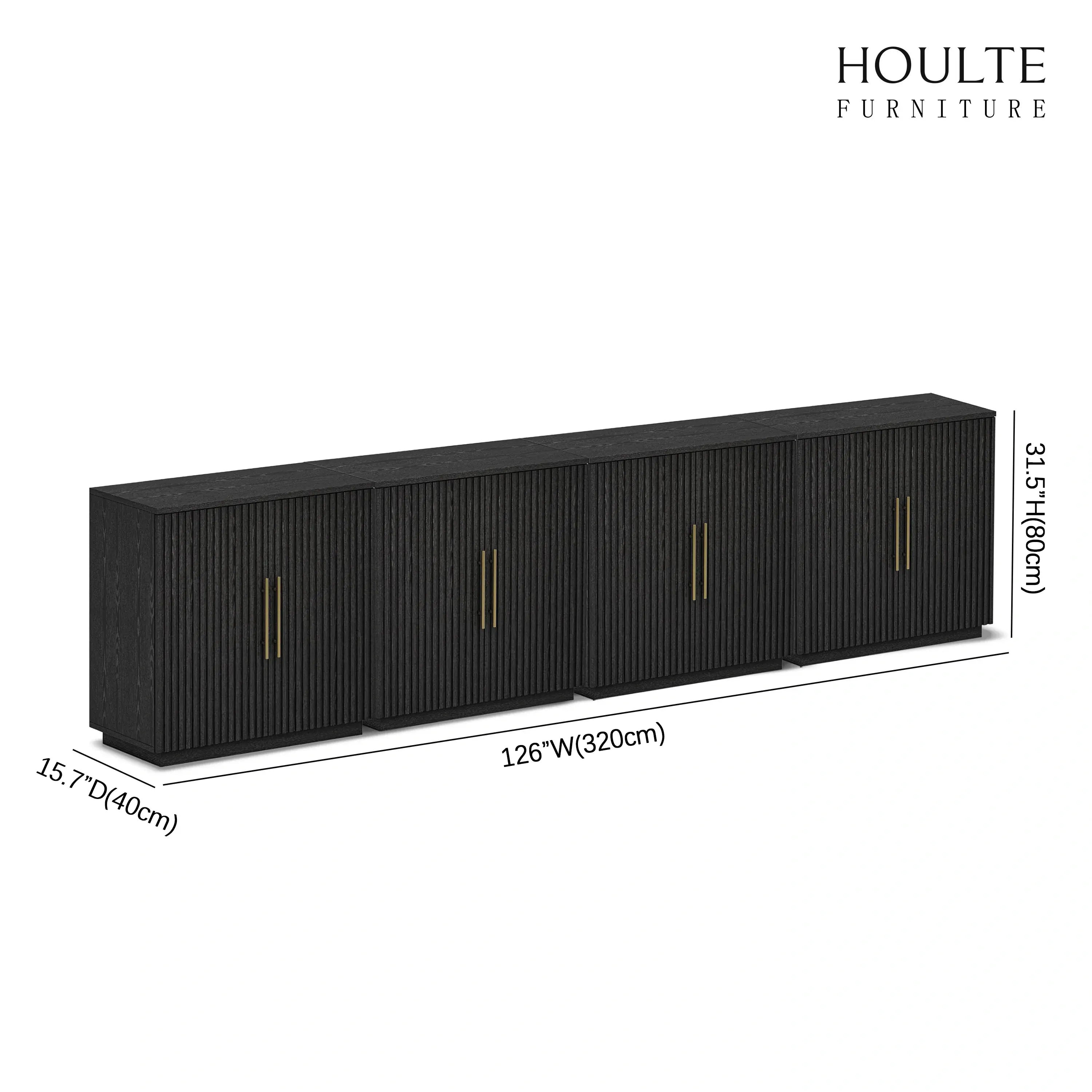 Holt 126″ Medienkonsole aus Eiche (4er-Set) 
