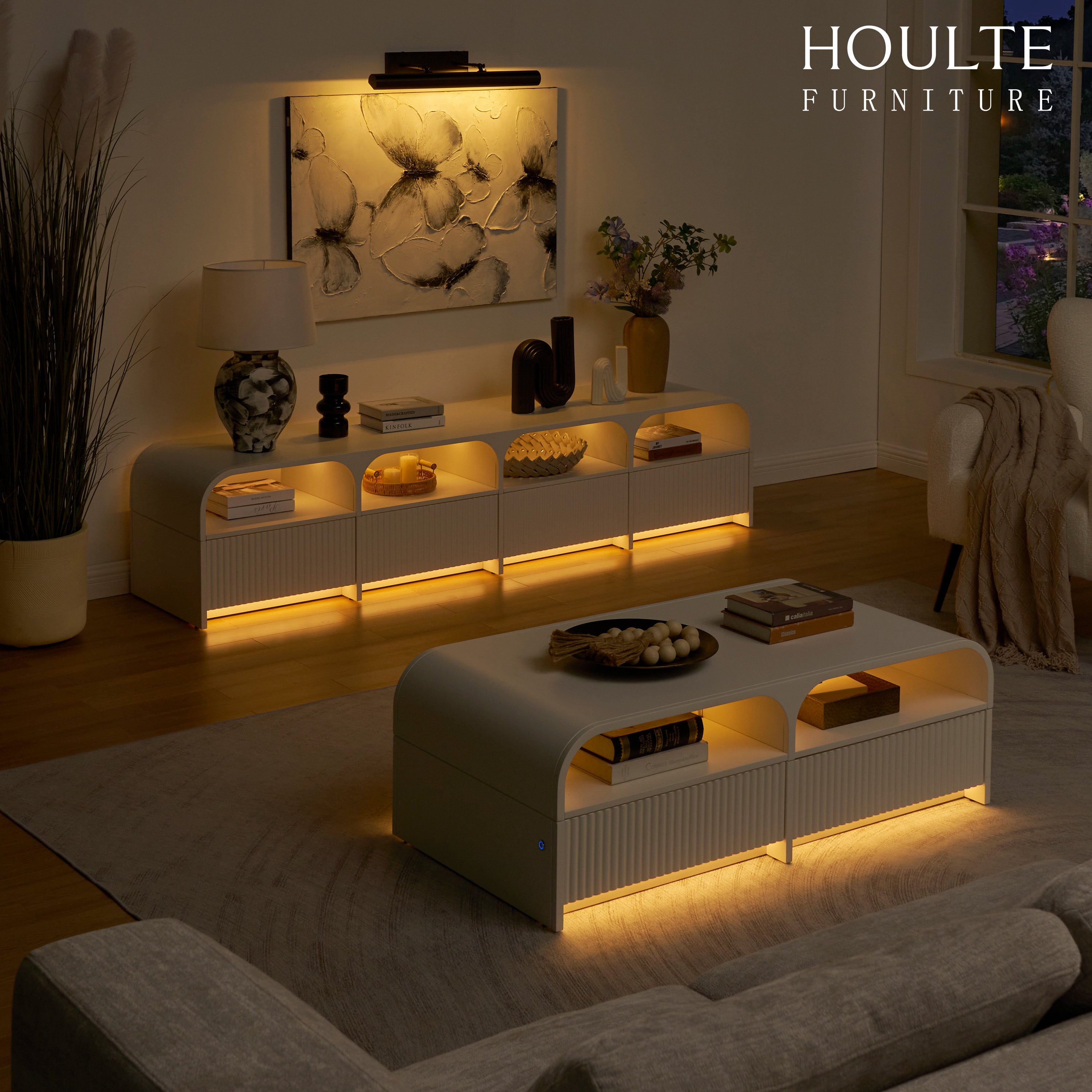 Naru Media Console and Coffee Table Set