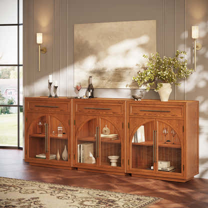 Alvar gewölbtes 96" Sideboard aus Eiche mit Schubladen (3er-Set)