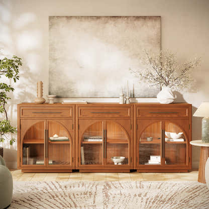Alvar gewölbtes 96" Sideboard aus Eiche mit Schubladen (3er-Set)