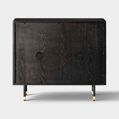 Ewan Oak Media Console and Cabinet Set