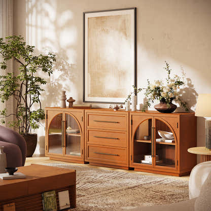 Alvar Arched 94,5″ Modulare Medienkonsole aus Eiche (3er-Set)