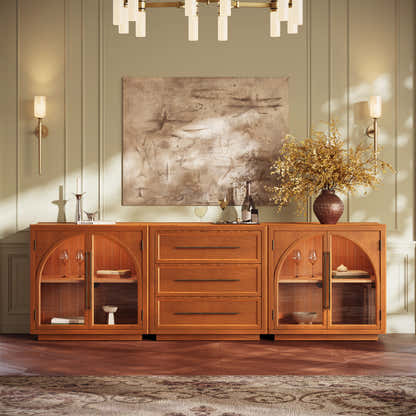 Alvar Arched 94,5″ Modulare Medienkonsole aus Eiche (3er-Set)