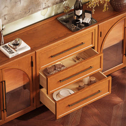 Alvar Arched 94,5″ Modulare Medienkonsole aus Eiche (3er-Set)