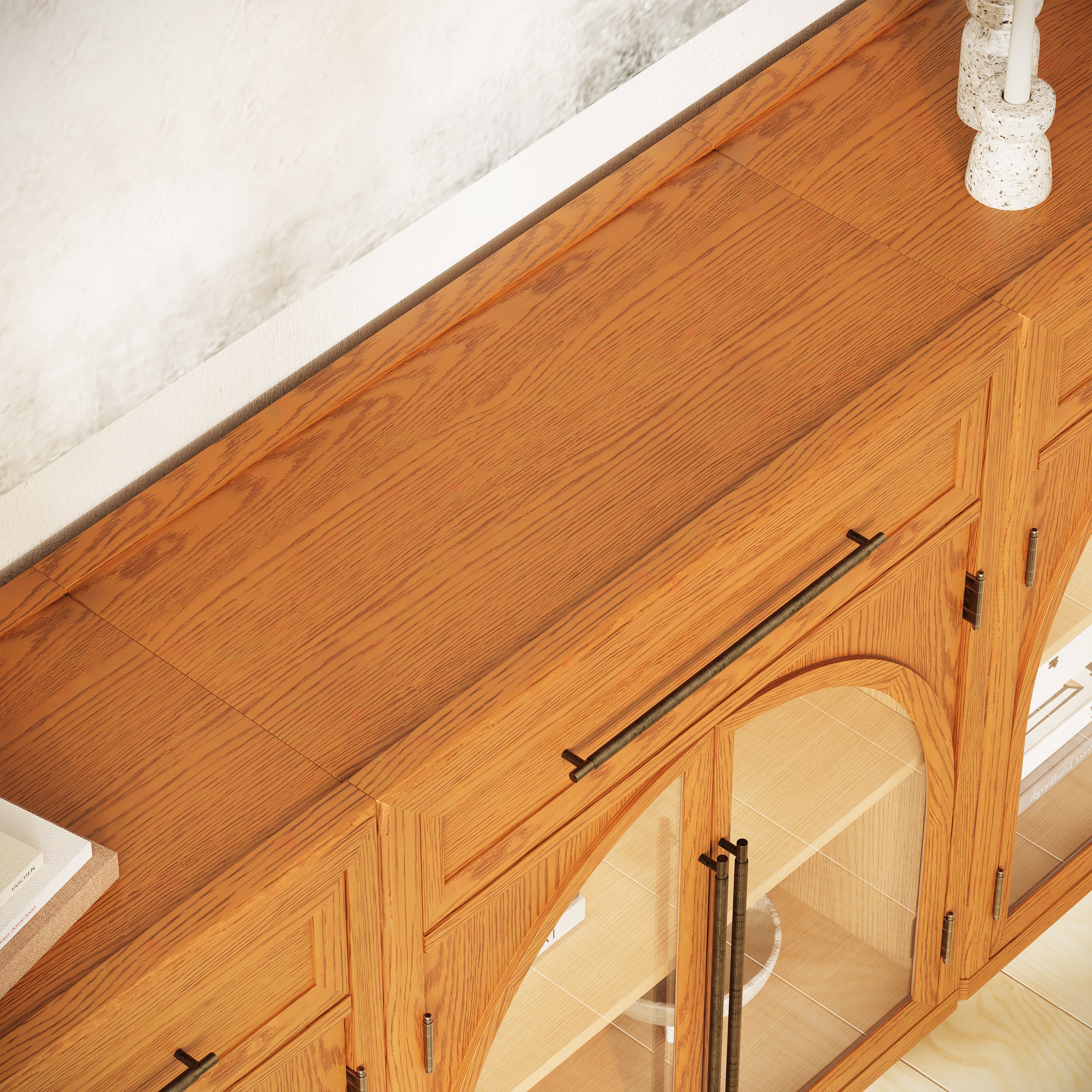 Alvar gewölbtes 96" Sideboard aus Eiche mit Schubladen (3er-Set)