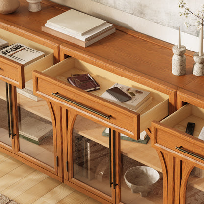 Alvar gewölbtes 96" Sideboard aus Eiche mit Schubladen (3er-Set)