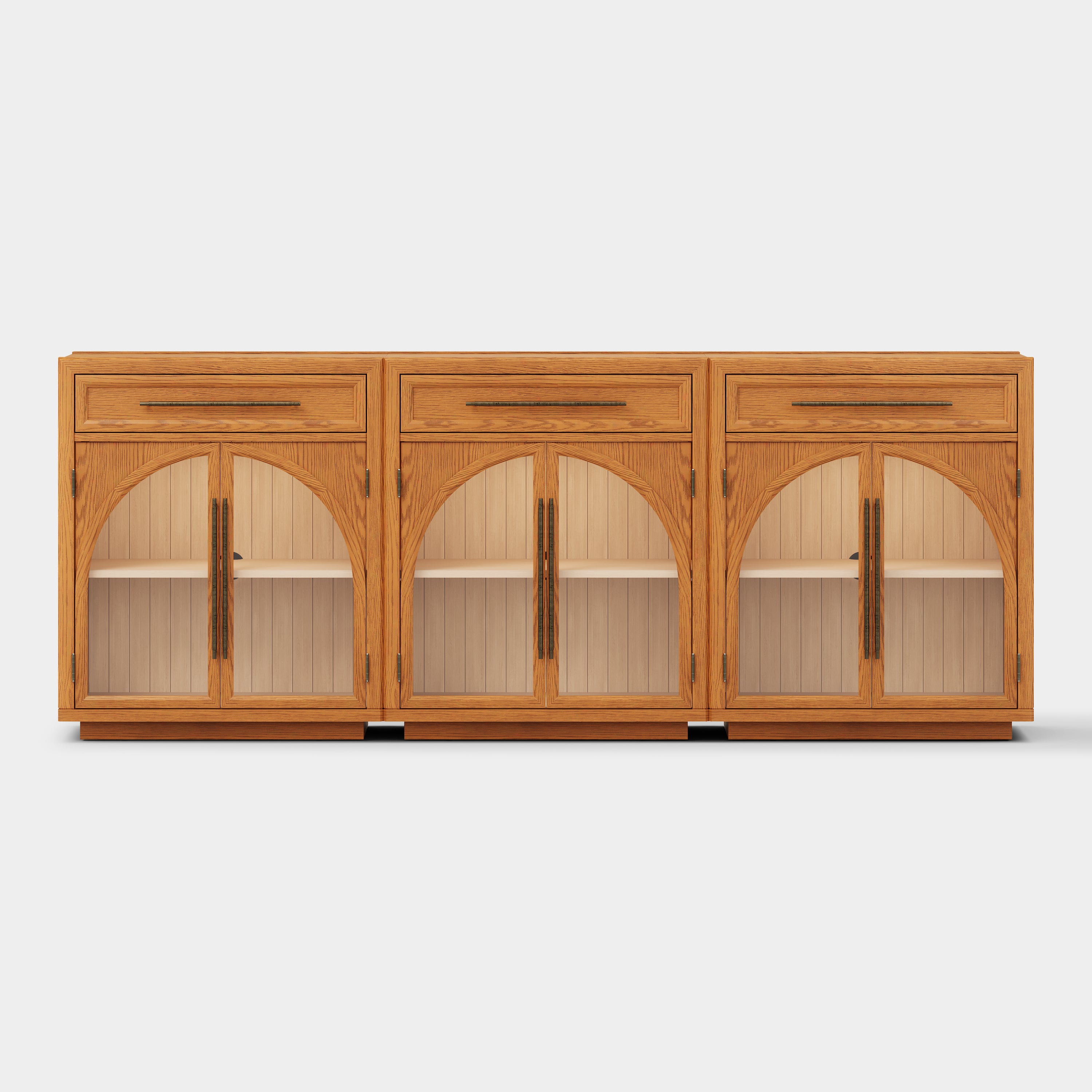 Alvar gewölbtes 96" Sideboard aus Eiche mit Schubladen (3er-Set)
