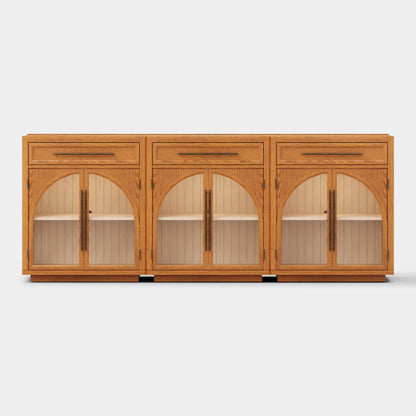 Alvar gewölbtes 96" Sideboard aus Eiche mit Schubladen (3er-Set)
