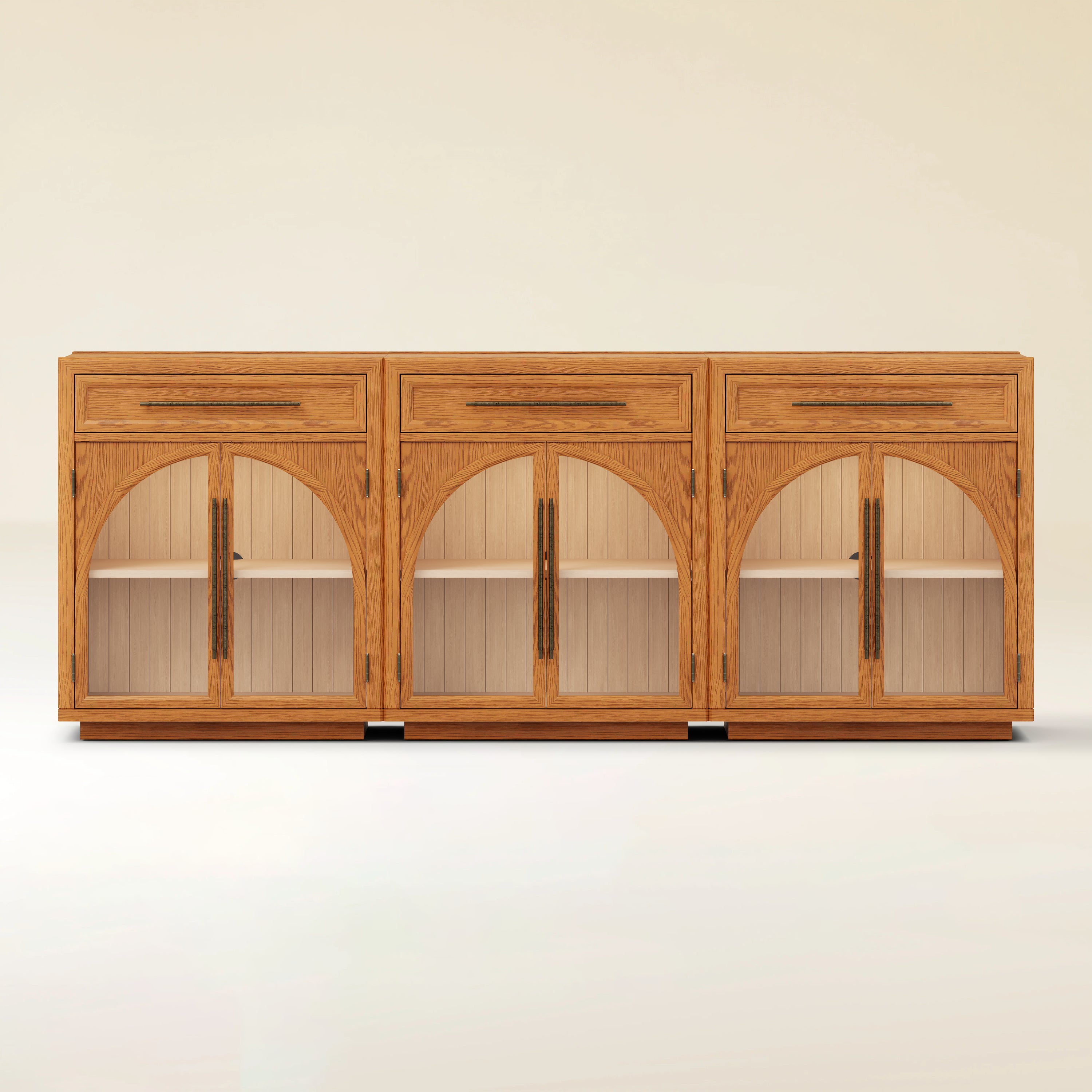 Alvar gewölbtes 96" Sideboard aus Eiche mit Schubladen (3er-Set)