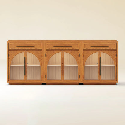 Alvar gewölbtes 96" Sideboard aus Eiche mit Schubladen (3er-Set)
