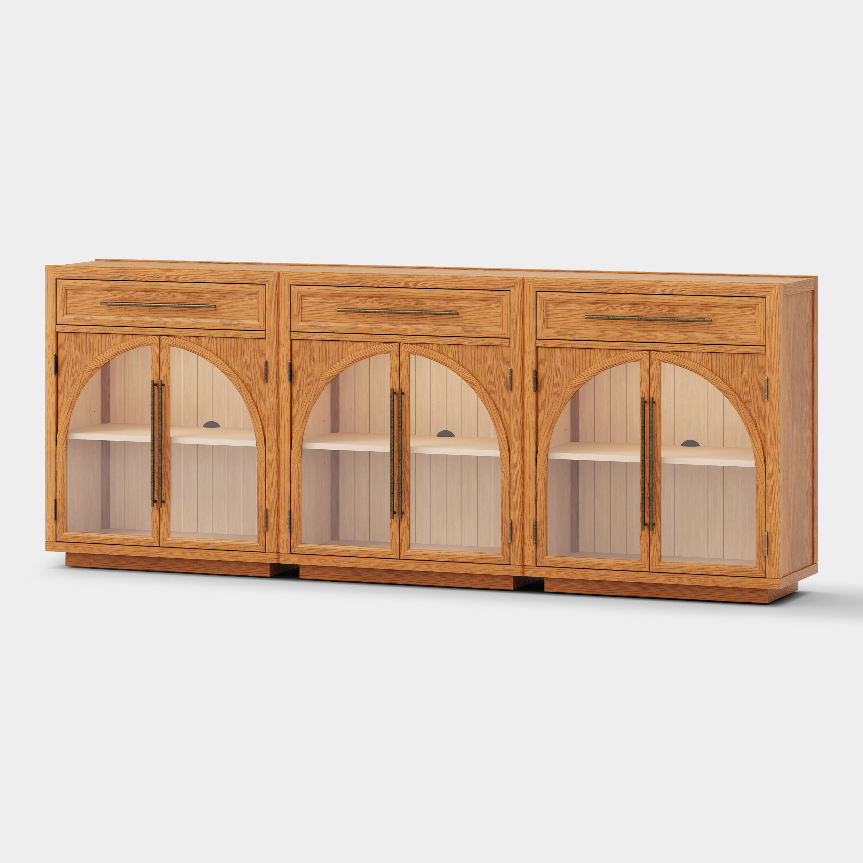 Alvar gewölbtes 96" Sideboard aus Eiche mit Schubladen (3er-Set)