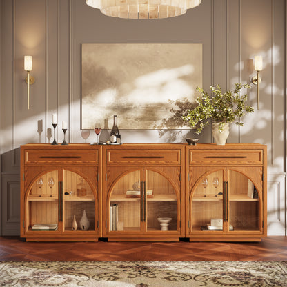 Alvar gewölbtes 96" Sideboard aus Eiche mit Schubladen (3er-Set)