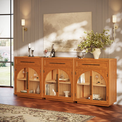 Alvar gewölbtes 96" Sideboard aus Eiche mit Schubladen (3er-Set)