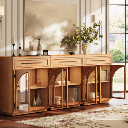 Alvar gewölbtes 96" Sideboard aus Eiche mit Schubladen (3er-Set)