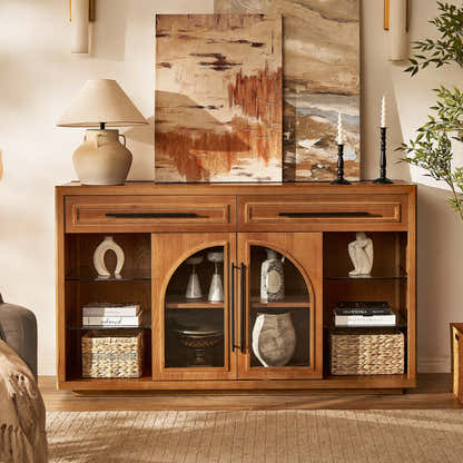 Alvar Sideboard aus gewölbtem Glas aus Eiche, 160 cm breit