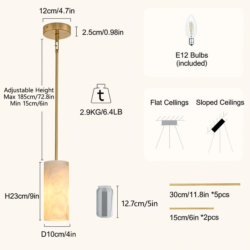 Arlo Alabaster Pendelleuchte 4" D