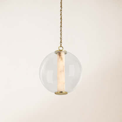 Auroba Alabaster Tube Glass Globe Pendant 14''D